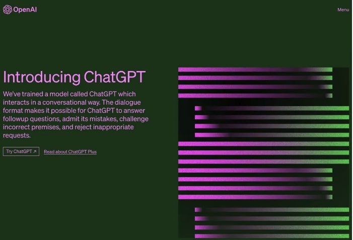ChatGPT公式ページスクリーンショット